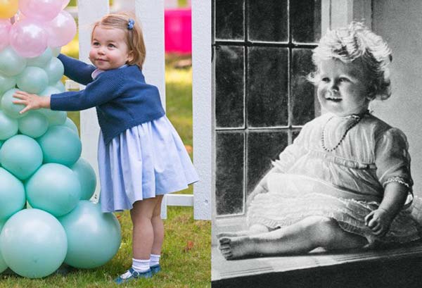Сравнихме снимки на принцеса Шарлот и нейната прабаба кралица Елизабет
