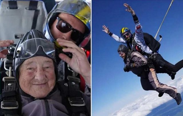 Жена на 103 години скочи с парашут и подобри световния рекорд (видео)