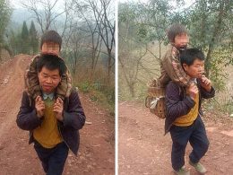 Баща на годината: този татко всеки ден носи сина си по 28 км до училище