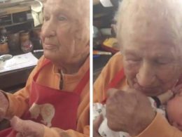 105-годишен дядо среща за първи път новородения си внук в разтапящо видео