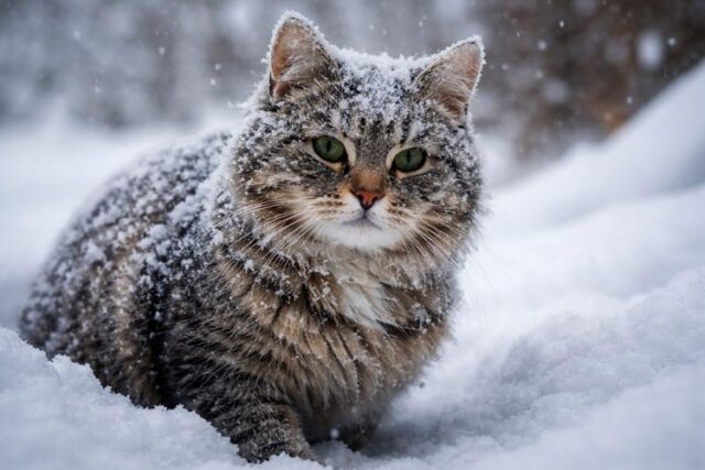 котка в снега котка в снега